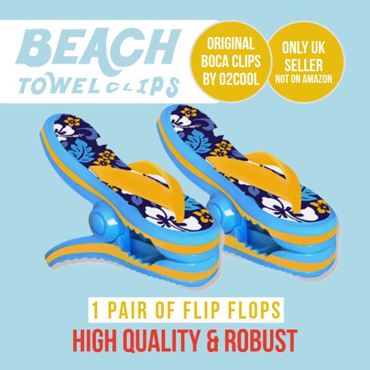 Flip Flops - Blue Flowers - BOCA Beach Towel Clips
