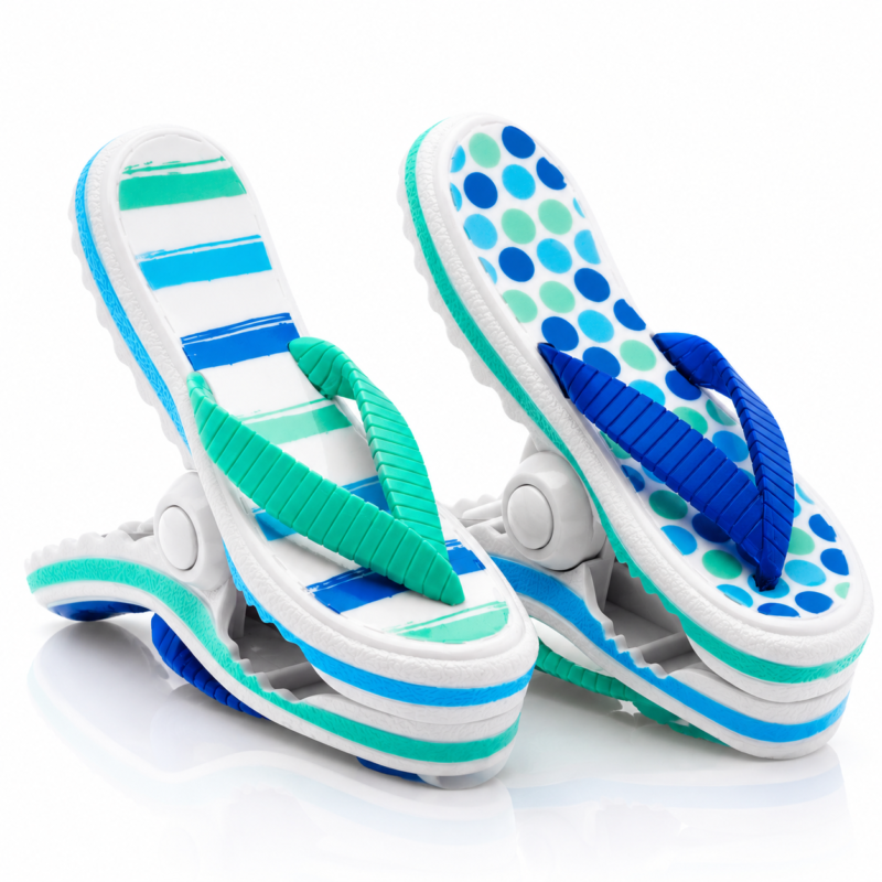 beach towel clips blue stripes and polka dots