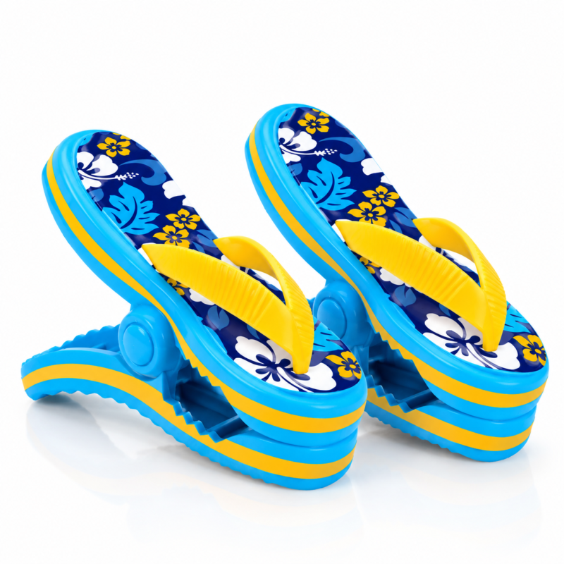 beach towel clips flip flops blue flowers