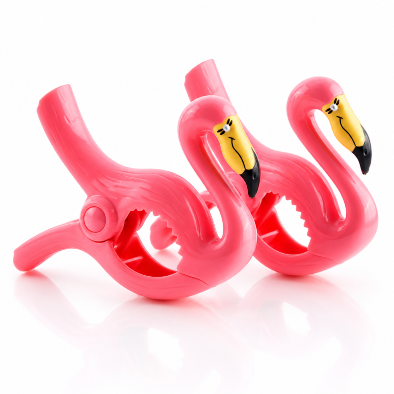 beach towel clips flamingos