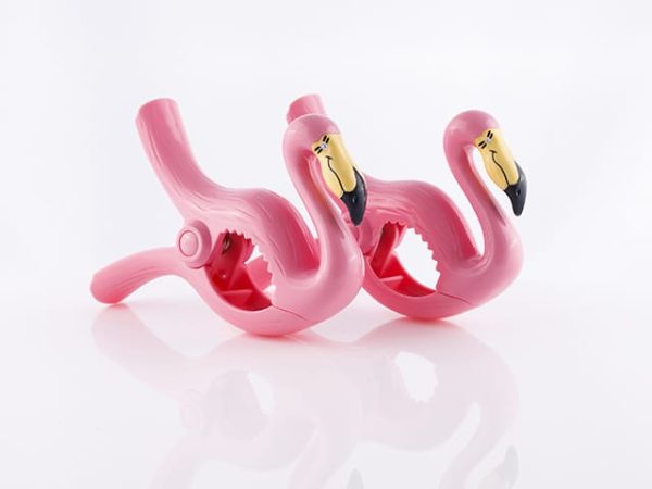 Pink Flamingos Beach Towel Clips