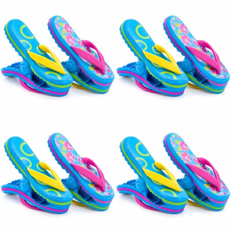 Beach Towel Clips - Pink Flowers Flip Flops Boca Clip®