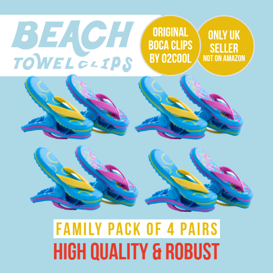 Special Offer 4 Pack - Pink Flowers BOCA Beach Towel Clips