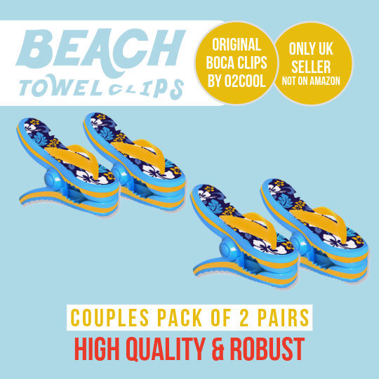 Special Offer 2 Pack - Blue Flowers BOCA Beach Towel Clips