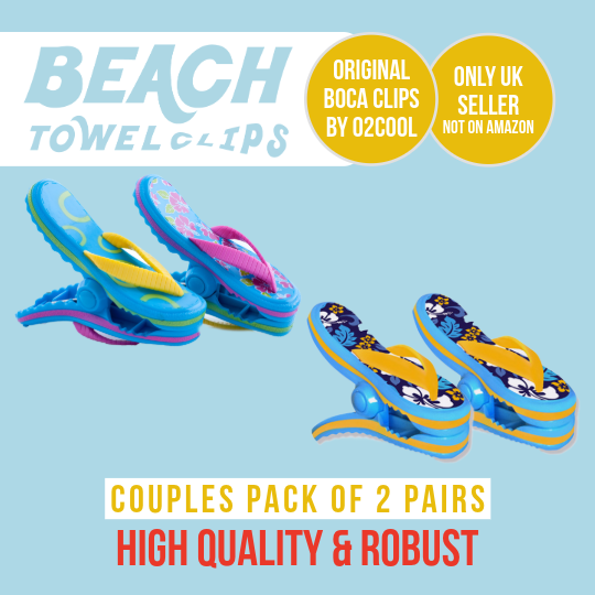 Special Offer 2 Pack - Pink Flowers & Blue Flowers BOCA Beach Towel Clips