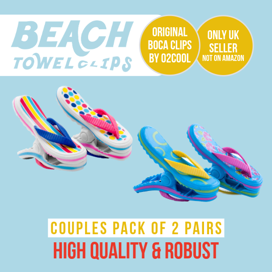 Special Offer 2 Pack - Pink Stripes & Pink Flowers BOCA Beach Towel Clips