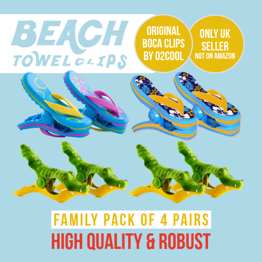 Special Offer 4 Pack - Family Pack 2 BOCA Beach Towel Clips