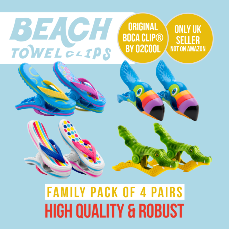 Special Offer 4 Pack - Family Pack 4 BocaClip® Beach Towel Clips