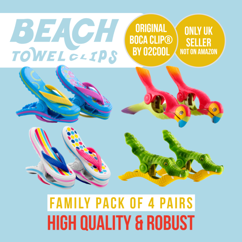 Special Offer 4 Pack - Family Pack 5 BocaClip® Beach Towel Clips