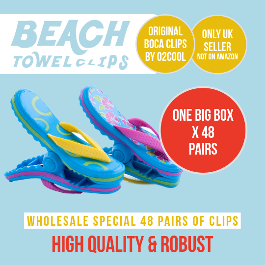Wholesale a Box of 48 Pairs - Pink Flowers BocaClip® Beach Towel Clips