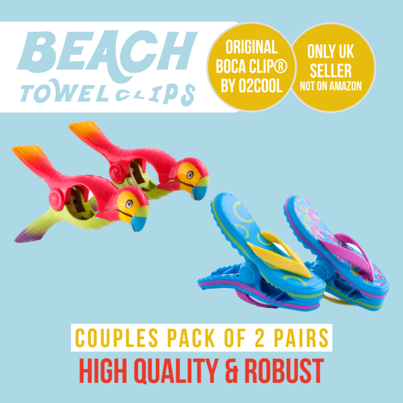 Beach Towel Clips - Parrots and Pink Flowers Flip Flops Boca Clip®