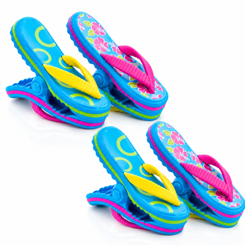 Beach Towel Clips - Pink Flowers Flip Flops Boca Clip®
