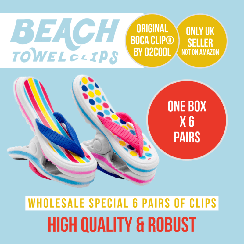 Beach Towel Clips - Pink Stripes Flip Flops - Wholesale a Box of 6 Pairs - Boca Clip®